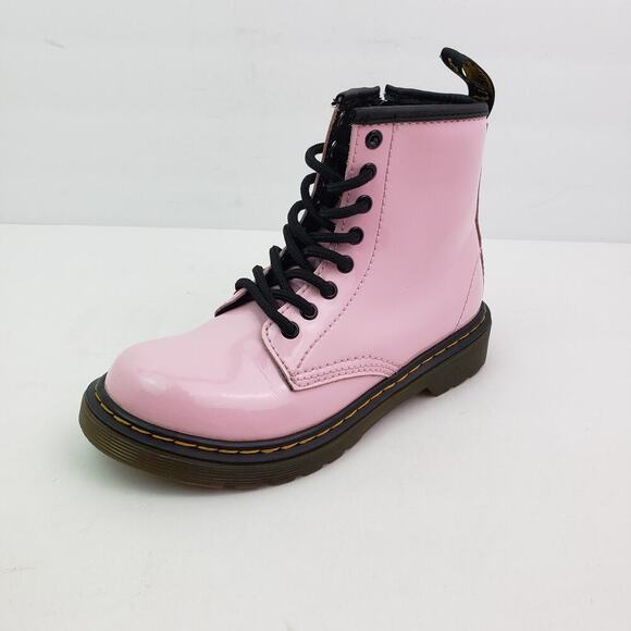 Dr Martens 1460 Girls Size 13 Pale Pink Patent Leather LaceUp Ankle Combat Boots - Picture 2 of 13